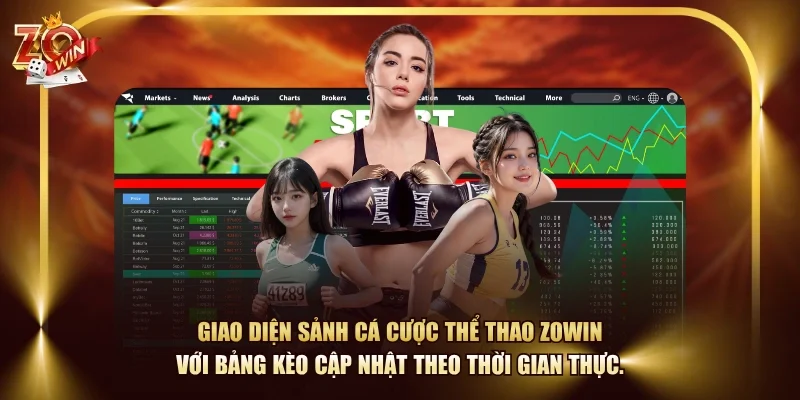 Giao diện sảnh cá cược thể thao ZOWIN với bảng kèo cập nhật theo thời gian thực.