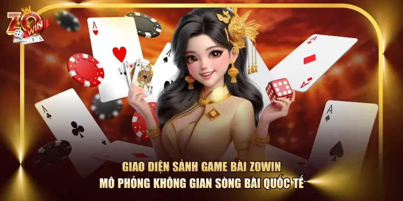 Giao diện sảnh game bài ZOWIN mô phỏng không gian sòng bài quốc tế