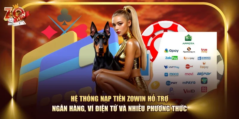 Hệ thống nạp tiền ZOWIN hỗ trợ ngân hàng, ví điện tử và nhiều phương thức