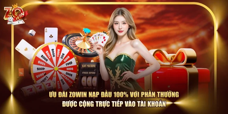Ưu đãi ZOWIN nạp đầu 100% với phần thưởng được cộng trực tiếp vào tài khoản